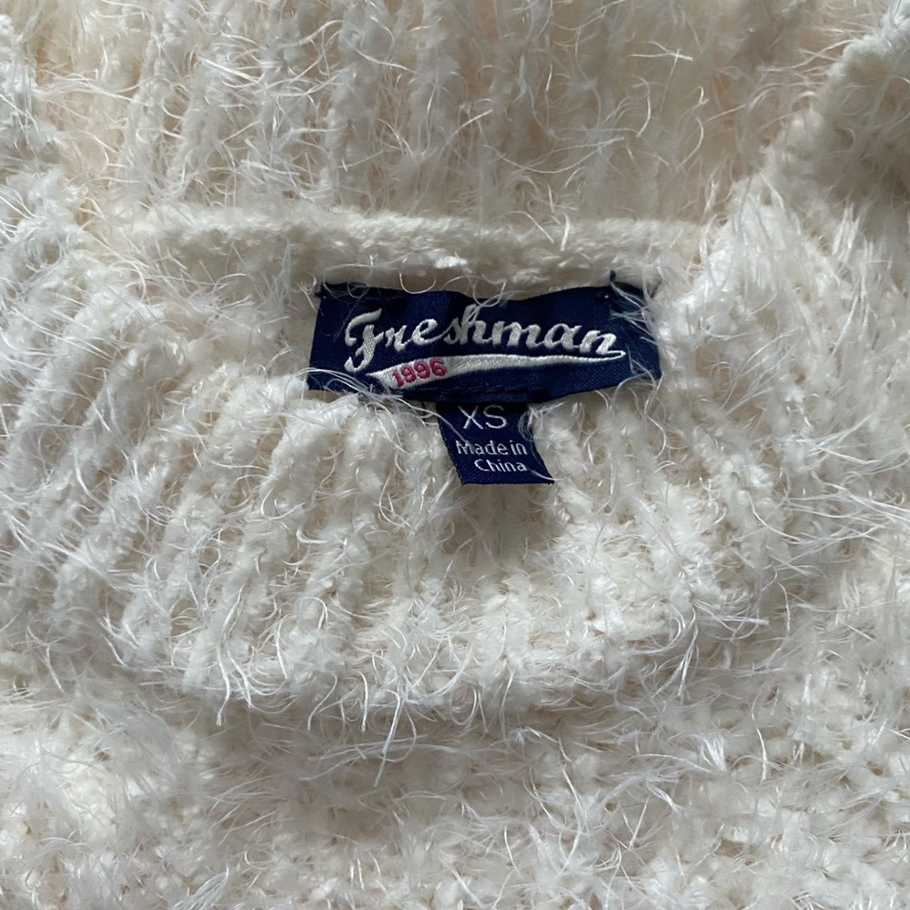 White Fuzzy Freshman Sweater - Juniors Sweater - Picture 2 of 3
